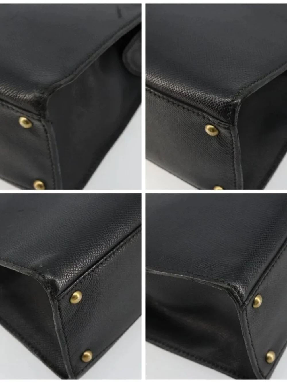 CHANEL Tote Bag Grained Calf Skin Black Gold CC Auth 178022